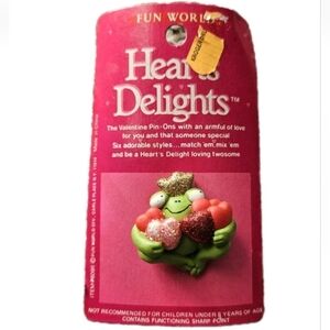 Fun World Heart's Delights Frog Valentine's Day Love Brooch Pin On Vintage Cute